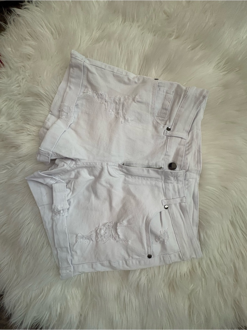 White Distressed Women’s Denim Shorts